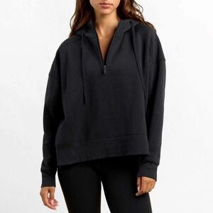 nuuds Black vintage down time Quarter-Zip Hooded Sweatshirt